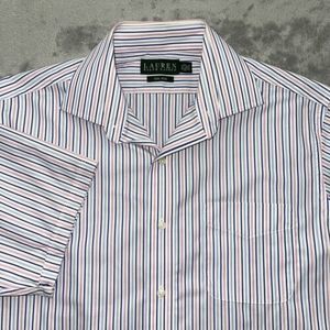 Lauren Ralph Lauren Short Sleeve Button Up Shirt Men's 15.5‎ 32/33 Non Iron EUC